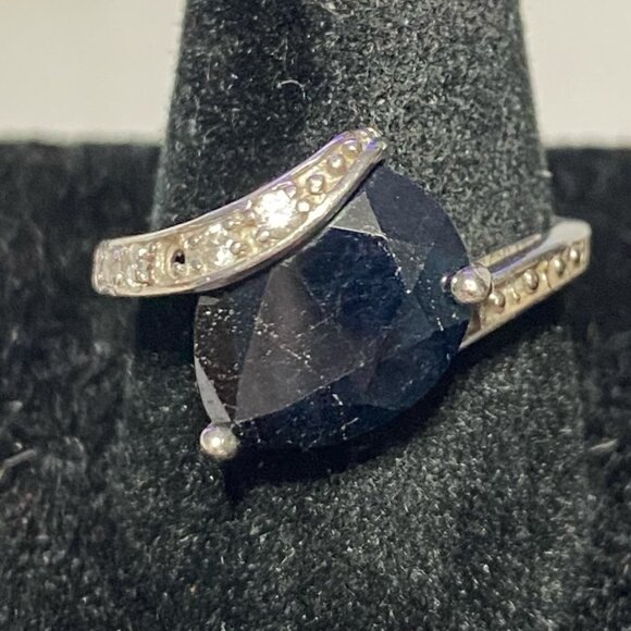 Ring Size 8.5 Blue Sapphire CZ Cubic Zirconia Sterling Silver 925 - Picture 1 of 10